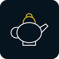 Tea Pot Line Red Circle Icon vector