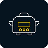 Slow Cooker Line Red Circle Icon vector