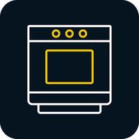 Oven Line Red Circle Icon vector