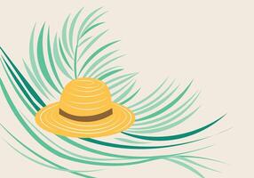 Summer background with straw hat with cope space vector