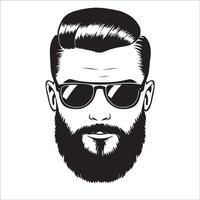 A vintage-style drawing of a man with a full beard and wearing sunglasses vector