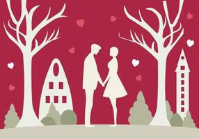 Couple in the park on Valentines day vector