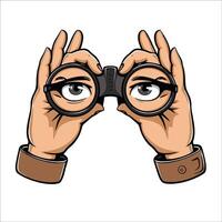 illustration of two hands holding binoculars vector