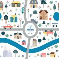 Road map with transport seamless pattern vector