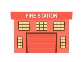 plano estilo fuego estación edificio icono vector