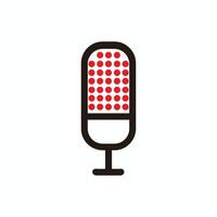 red dot pattern head microphone - dot pattern head microphone for broadcast or podcast - dot pattern head microphone icon or logo isolated on white vector