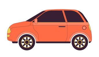 Hatchback car model 2D linear cartoon object. Comfortable family automobile. Driving auto isolated line element white background. Two door transport riding color flat spot illustration vector