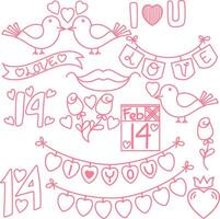 Doodle valentine's day element collection vector