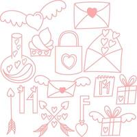 Doodle valentine's day element collection vector