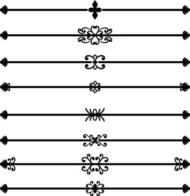 Set of decorative divider elements. Border florish collection.