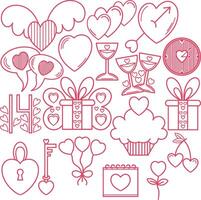 Doodle valentine's day element collection vector