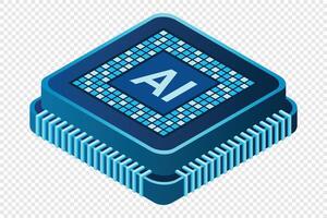 Isometric artificial intelligence chip concept. Artificial intelligence concept. Futuristic microchip processor. illustration vector