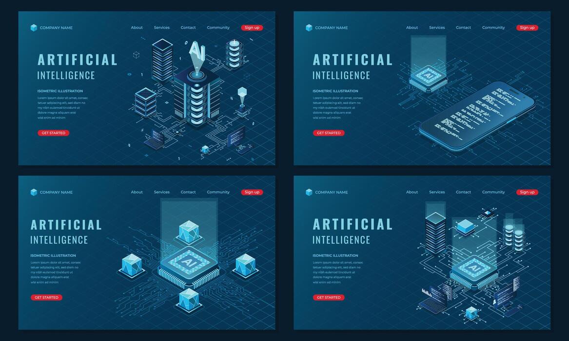 Artificial Intelligence Isometric Vector Art, Icons, and Graphics for ...