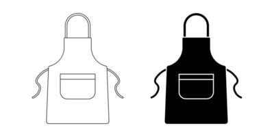 outline silhouette apron icon set isolated on white background vector