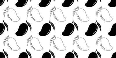 black white mango fruits seamless pattern vector