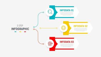 Three Step Infographic label design template with line icons. process steps diagram, presentations, workflow layout, banner, flow chart, info graph illustration. vector