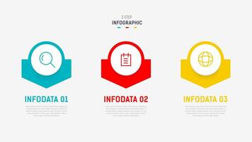 Three Step Infographic label design template with line icons. process steps diagram, presentations, workflow layout, banner, flow chart, info graph illustration. vector