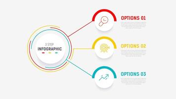 Tres paso infografía etiqueta diseño modelo con línea iconos proceso pasos diagrama, presentaciones, flujo de trabajo disposición, bandera, fluir cuadro, informacion grafico ilustración. vector