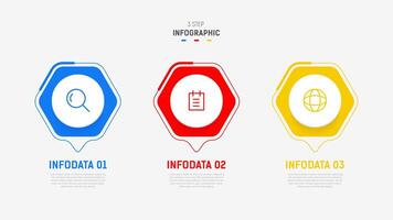 Three Step Infographic label design template with line icons. process steps diagram, presentations, workflow layout, banner, flow chart, info graph illustration. vector