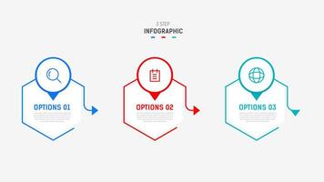 Three Step Infographic label design template with line icons. process steps diagram, presentations, workflow layout, banner, flow chart, info graph illustration. vector