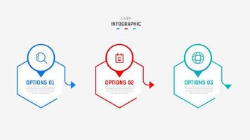 Tres paso infografía etiqueta diseño modelo con línea iconos proceso pasos diagrama, presentaciones, flujo de trabajo disposición, bandera, fluir cuadro, informacion grafico ilustración. vector