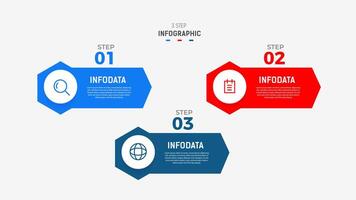 Three Step Infographic label design template with line icons. process steps diagram, presentations, workflow layout, banner, flow chart, info graph illustration. vector