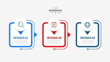 Three Step Infographic label design template with line icons. process steps diagram, presentations, workflow layout, banner, flow chart, info graph illustration. vector