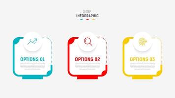 Three Step Infographic label design template with line icons. process steps diagram, presentations, workflow layout, banner, flow chart, info graph illustration. vector