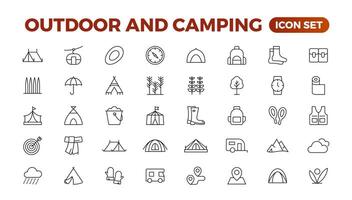 Food and nutrition, Outdoor and camping icon set vector