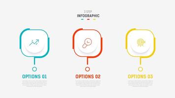 Three Step Infographic label design template with line icons. process steps diagram, presentations, workflow layout, banner, flow chart, info graph illustration. vector