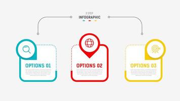 Tres paso infografía etiqueta diseño modelo con línea iconos proceso pasos diagrama, presentaciones, flujo de trabajo disposición, bandera, fluir cuadro, informacion grafico ilustración. vector