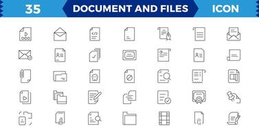 Set of file and document Icons. Simple line art style icons pack. illustration, such as files, checkmark, find, search, paper. vector