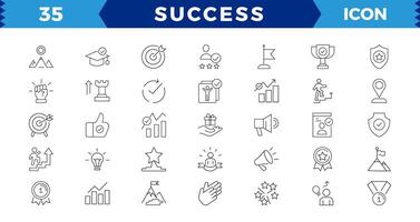 Success and Growth Editable Icons set. vector