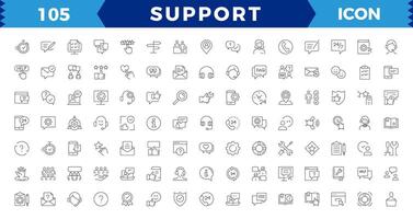 Customer Service and Support - Outline Icon Collection. vector