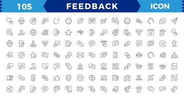 Feedback thin line Icons set.,Feedback Outline Icon Collection. vector