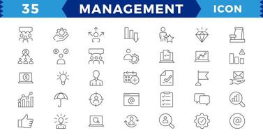 Business and management line icons set, web icons in line style.Career, Human Resources, Employee, Strategy, Time management, planning, project, startup, marketing. vector