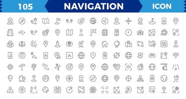 Navigation pixel perfect icons set vector