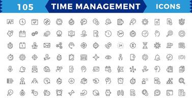 Time management. Linear icon collection. Editable stroke.time management icon set line design blue. Time, manager, icon, development, vector