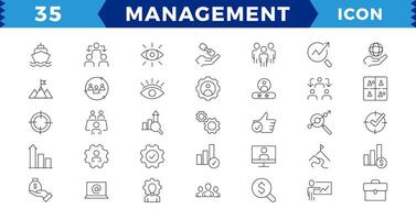 Business and management line icons set, web icons in line style.Career, Human Resources, Employee, Strategy, Time management, planning, project, startup, marketing. vector