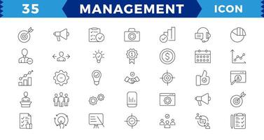 Business and management line icons set, web icons in line style.Career, Human Resources, Employee, Strategy, Time management, planning, project, startup, marketing. vector