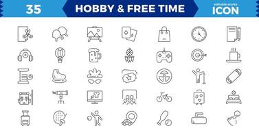Hobby and free time thin line icons set ,pixel perfect icon vector