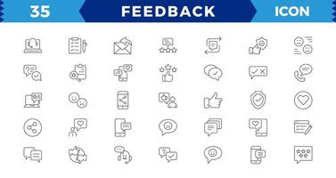 Feedback thin line Icons set,Feedback Outline Icon Collection. Thin Line Set contains such Icons as Rating, Testimonials,Satisfaction vector