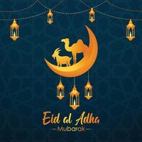 Eid al Adha Mubarak Islamic social media Post template vector