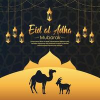 Eid al Adha Mubarak Islamic social media Post template vector