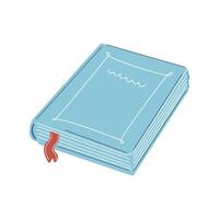 Hand drawn blue book with red bookmark vector
