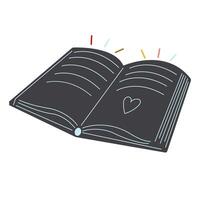 Hand drawn dark blue book. Open book, love reading vector