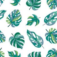 Seamless pattern with tropical leaves on a white background. graphics. vector