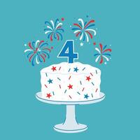 4th of july cake with fireworks. graphics. vector