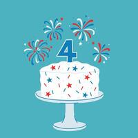 4th of july cake with fireworks. graphics. vector