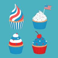 Set of tricolor 4th of July cupcakes. graphics. vector